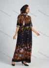 Wholesale Women's Vintage Print Embroidered Trims Maxi With Scarf - Liuhuamall