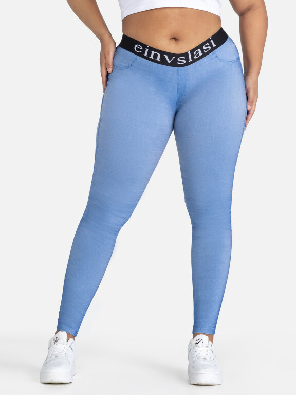 Women's Sporty Letter Skinny Fit Elastic Waist Yoga Leggings, Clothing Wholesale Market -LIUHUA, WOMEN, Pants-Trousers