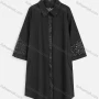 Wholesale Women's Casual Long Sleeve Button Down Lace Cut out Rhinestone Midi Shirt Dress preview