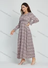 Wholesale Women's Casual Allover Floral Print Round Neck Shirred Button Front Maxi Dress - Liuhuamall