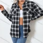 Wholesale Women's Fashion Plaid Flannel Long Sleeve Collared Button Down Patch Pocket Shirts preview