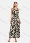 Wholesale Women's Scoop Neck Sleeveless Buttons Front Shirred Floral Print Maxi Tank Dress - Liuhuamall