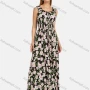 Wholesale Women's Scoop Neck Sleeveless Buttons Front Shirred Floral Print Maxi Tank Dress preview