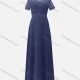 Wholesale Women's Glamorous Plain Off Shoulder Appliques Lace Splicing Bridesmaid Dress XF-A127# Navy Clothing Wholesale Market Liuhua