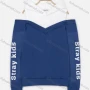Wholesale Women's Letter Print & Pattern Cold Shoulder Long Sleeve Drawstring Hoodie preview