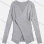 Wholesale Women's Elegant V Neck Long Sleeve Asymmetrical Hem Wrap Ribbed Knit Sweater preview