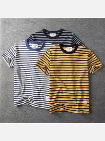 Wholesale Men's Casual 100% Cotton Striped Short Sleeve Round Neck Tee, LIUHUA CLOTHING WHOLESALE