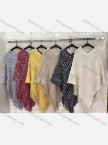 Wholesale Women's Casual V Neck Scarf Hem Knit Cape, LIUHUA CLOTHING WHOLESALE