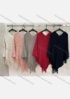 Wholesale Women's Casual V Neck Scarf Hem Knit Cape - Liuhuamall