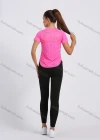 Wholesale Women's Sporty Crew Neck Short Sleeve Plain Quick-dry Breathable Curved Hem Athletic T-shirt - Liuhuamall