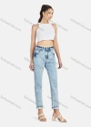 Wholesale Women's Casual Plain High Waist Straight Leg Ankle Length Jean - Liuhuamall