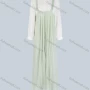 Wholesale Women's Casual Stand Collar Mesh Ruffle Hem Long Sleeve Button Front Maxi Dress preview