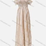 Wholesale Women's Casual Striped Shirred Off Shoulder Ruffle Hem Maxi Dress preview