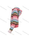 Wholesale Girls Long Sleeve Hooded Sweater Button Front Cardigan Colorful Striped Knitted Jacket - Liuhuamall