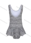 Wholesale Girls Vacation Crew Neck Sleeveless Ruffle Hem Vintage Print One Piece Swimsuit - Liuhuamall