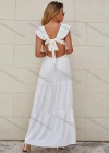 Wholesale Women's Casual Square Neck Swiss Dots Print Tie Back Ruffle Hem Maxi Dress - Liuhuamall