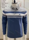 Wholesale Men's Casual Striped Colorblock Long Sleeve Polo Shirt - Liuhuamall