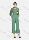 Wholesale Women's Elegant Mock Neck Cut Out Guipure Lace Long Sleeve Wide Leg Ankle Length Jumpsuit With Belt - Liuhuamall