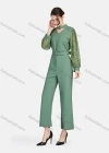 Wholesale Women's Elegant Mock Neck Cut Out Guipure Lace Long Sleeve Wide Leg Ankle Length Jumpsuit With Belt - Liuhuamall