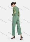 Wholesale Women's Elegant Mock Neck Cut Out Guipure Lace Long Sleeve Wide Leg Ankle Length Jumpsuit With Belt - Liuhuamall