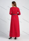 Wholesale Women's Elegant Long Sleeve Rhinestone Floral Print Splicing Maxi Dress With Belt - Liuhuamall