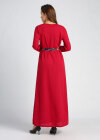 Wholesale Women's Elegant Long Sleeve Rhinestone Floral Print Splicing Maxi Dress With Belt - Liuhuamall