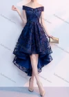 Wholesale Women's Elegant Appliques Off Shoulder High Waist High Low Hem Midi Evening Dress - Liuhuamall