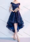 Wholesale Women's Elegant Appliques Off Shoulder High Waist High Low Hem Midi Evening Dress - Liuhuamall