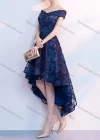 Wholesale Women's Elegant Appliques Off Shoulder High Waist High Low Hem Midi Evening Dress - Liuhuamall