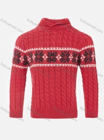 Wholesale Boys Long Sleeve Mock Neck Snowflake Cable Knited Pullover Sweater, LIUHUA CLOTHING WHOLESALE