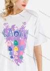 Wholesale Womens Casual Graffiti Print Oversized Short Sleeve Round Neck Tee - Liuhuamall