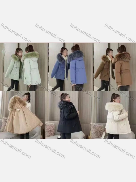 Wholesale Women's Casual Faux Fur Hood Long Sleeve Zipper Plain Parka Winter Coat