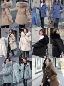 Wholesale Women's Casual Faux Fur Hood Long Sleeve Zipper Plain Parka Winter Coat, LIUHUA CLOTHING WHOLESALE
