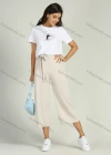 Wholesale Women's Casual Casual Wide Leg Belted Solid Cropped Pants - Liuhuamall