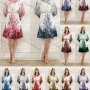 Wholesale Women's Elegant Floral Ruffle Hem Tie Neck Long Sleeve Knee Length Dress With Belt preview