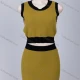 Wholesale Women's Plain Crew Neck Contrast Sweater Tank Crop Top & Short Skirts 2 Piece Set YST131A# & YSP4A# Yellow Clothing Wholesale Market Liuhua