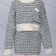 Wholesale Women's Elegant Striped Crew Neck Drop Shoulder Pocket Sweater Top & Short Skirts 2 Piece Set YST149# & YSP6# Light Blue Clothing Wholesale Market Liuhua