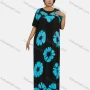 Wholesale Women's African Vintage Floral Crew Neck Ruched Plus Size Floor Length Dress With Scarf preview