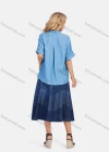 Wholesale Women's Casual Light Wash Drop Shoulder Button Down Loose Fit Blouse - Liuhuamall