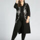 Women's Plus Size Casual 3/4 Sleeve Open Front Embroidery Cardigan Black Clothing Wholesale Market -LIUHUA