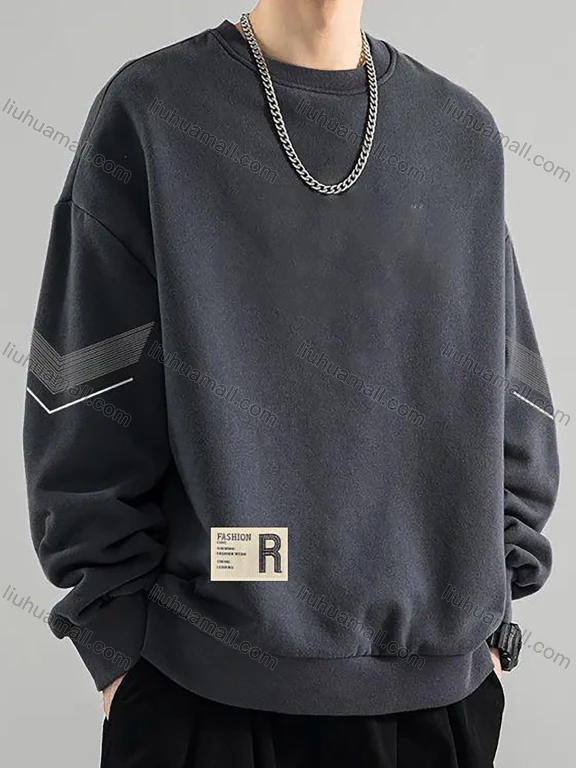 Wholesale Men's Autumn Casual Plain Round Neck Long Sleeve Sweatshirt