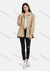 Wholesale Women's Long Sleeve Flap Pockets Drawstring Buttons Zip Up Plain Jacket - Liuhuamall