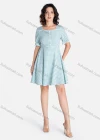 Wholesale Women's Casual Square Neck Short Sleeve Button Decor Floral Print Short Dress - Liuhuamall