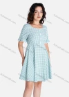 Wholesale Women's Casual Square Neck Short Sleeve Button Decor Floral Print Short Dress - Liuhuamall