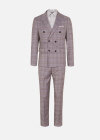 Wholesale Men's Formal Plaid Double Breasted Pockets Lapel Slim Fit Blazer & Trousers 2 Piece Sets - Liuhuamall