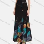 Wholesale Women's Casual Abstract Print Rhinestone High Waist Ruffle Hem Maxi Skirts With Belt preview