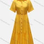 Wholesale Women's Collared Cuffed Sleeve Button Front Tiered A-Line Midi Shirt Dress preview