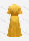 Wholesale Women's Collared Cuffed Sleeve Button Front Tiered A-Line Midi Shirt Dress - Liuhuamall