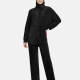 Women's Muslim Islamic Fashion Plain Pleated Long Sleeve Casual Shirt 2 Piece Set Black Clothing Wholesale Market -LIUHUA