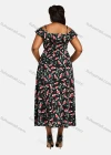 Wholesale Women's Cold Shoulder Cap Sleeve Froral Print Midi Dress A09# - Liuhuamall